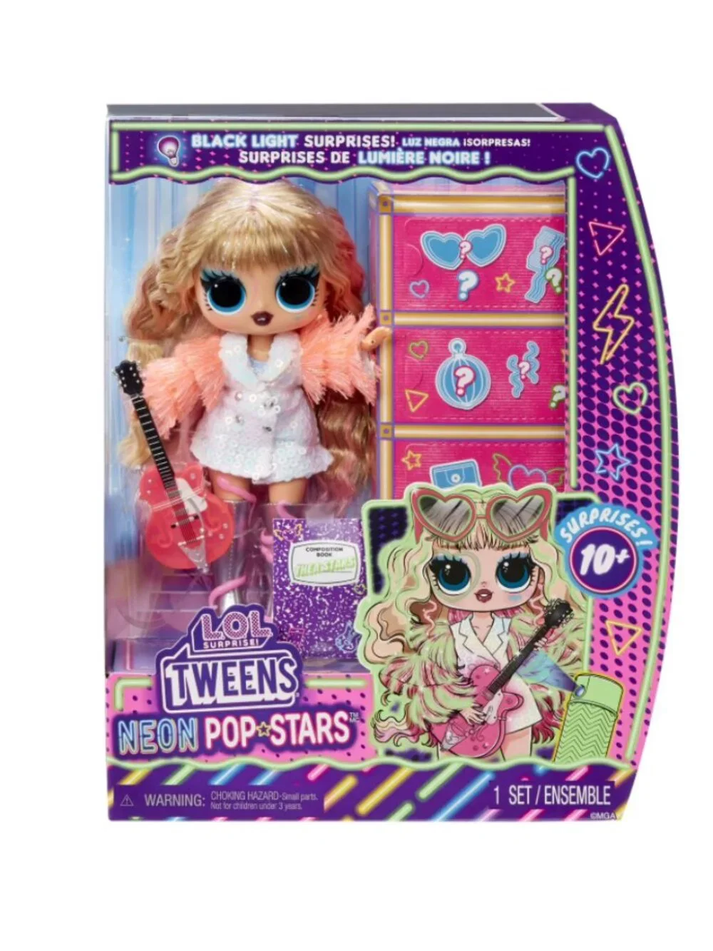NEW LOL Surprise Tweens Neon Pop Stars Thea Stars Fashion Doll UV Glow Light